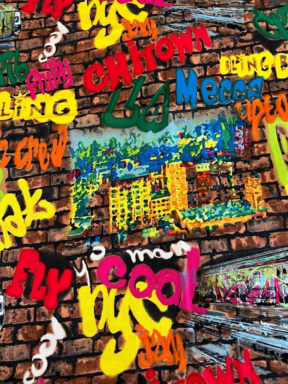 Fabric Graffitti Tag Art Words Subway Sewing 2 Yards